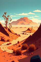 desert cartoon 2d flat 