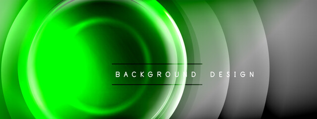 Circles lines and bubbles on bright glowing effect gradient with light and shadow effects. Dynamic interplay of light, shadow and depth. Futuristic and rhythmic technology design