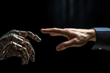Artificial intelligence violates AI ethics .human and robot partner technology. Generative AI - obrazy, fototapety, plakaty