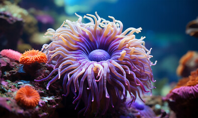 Naklejka na ściany i meble A mesmerizing close-up of a sea anemone