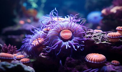 Obraz na płótnie Canvas A mesmerizing close-up of a sea anemone
