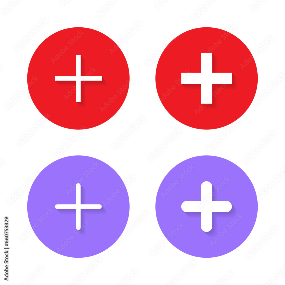 Poster add icon vector in circle. social media plus button sign symbol