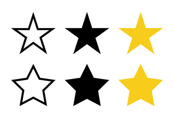 Star icon vector in flat style. Stars in different variations