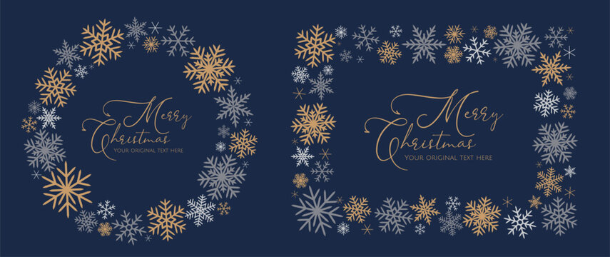 丸と四角の雪の結晶フレーム