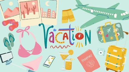 colorful Summer Vacation design illustration vector elements
