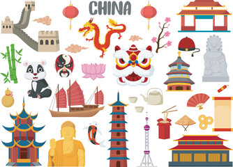Set of China famous landmarks