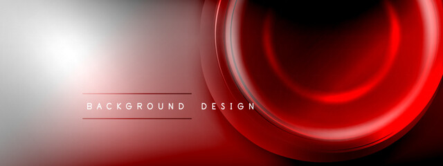 Circles lines and bubbles on bright glowing effect gradient with light and shadow effects. Dynamic interplay of light, shadow and depth. Futuristic and rhythmic technology design