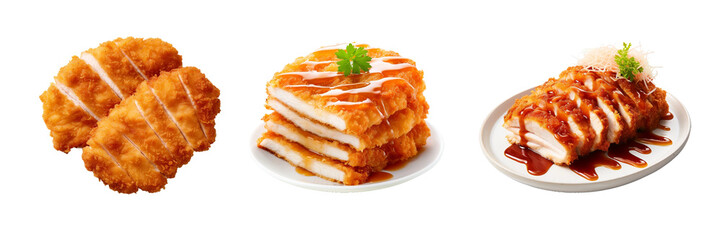 Tonkatsu, top view, transparent background, isolated image, generative AI
