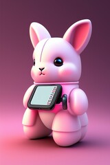 bunny with phone