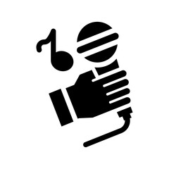 singing glyph icon illustration vector graphic. Simple element illustration vector graphic, suitable for app, websites, and presentations isolated on white background