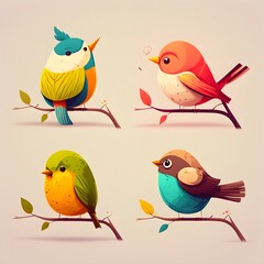 funny birds illustration vector simple clean minimalist wallpaper bright collection series 