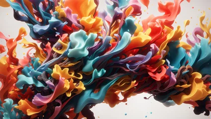 Deurstickers color splash background with bubbles © Aura