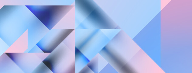 Vivid abstraction unfolds. Triangles in seamless harmony, composing dynamic geometric backdrop. Interplay of angles and hues forms captivating tapestry, evoking modernity and artistic allure