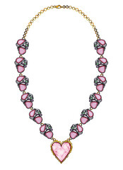 Jewelry design fancy modern art heart necklace hand drawing and painting on paper.