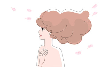 横顔_女性_横顔の社会人女性イラスト_人物