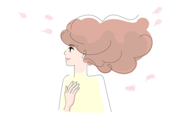 横顔_女性_横顔の社会人女性イラスト_人物
