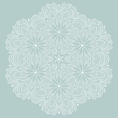 Elegant vintage ornament in classic style. Abstract traditional pattern with oriental elements. Classic round light blue and white vintage pattern