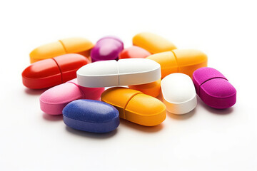 Obraz na płótnie Canvas Colorful pills on a white background. Healthcare
