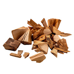 Broken bits of wood, transparent background, isolated image, generative AI
