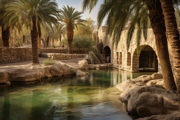 Holy Land Israel. Baptismal site on Jordan River. Generative AI