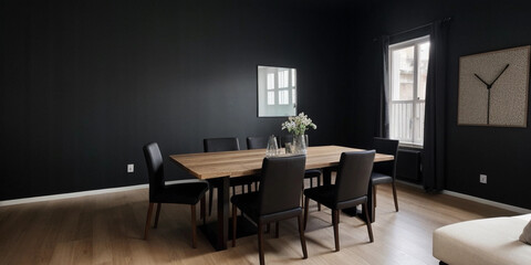 Luxury dining room, modern dining interior design with luxury dark concept