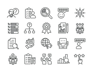 Survey line icons. Editable stroke. For website marketing design, logo, app, template, ui, etc. Vector illustration.