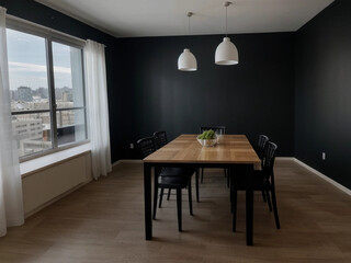Luxury dining room, modern dining interior design with luxury dark concept