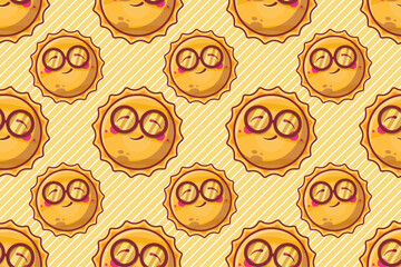 funny sun character seamless pattern vector illustration 