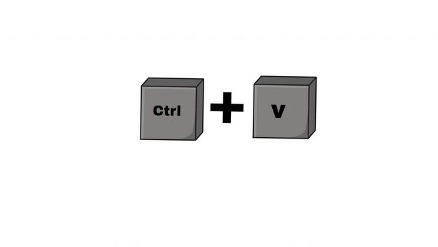 Animation of the CTRL key and V key on the keyboard