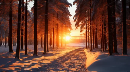 Foto op Plexiglas sunrise in the forest © deividas