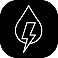Hydro energy green city icon with black filled line outline style. water, electricity, power, hydroelectric, electric, energy, renewable. Vector Illustration