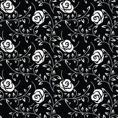 seamless vector flower design pattern on black background