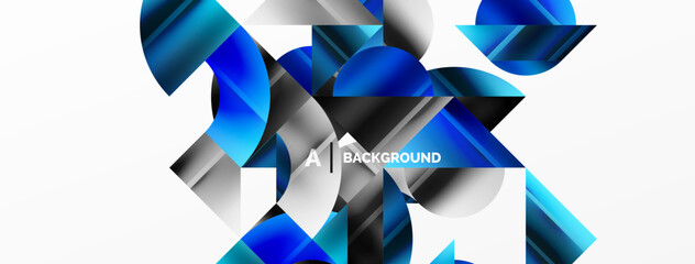 Elegant minimalist background with color metallic circles and triangles, creating harmonious composition of geometric shapes for wallpaper, banner, background, landing page