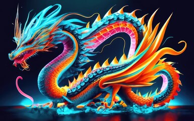 bright glass japanese dragon with Generative AI.