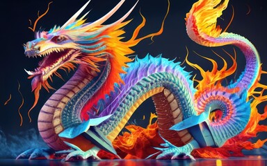 bright glass japanese dragon with Generative AI.