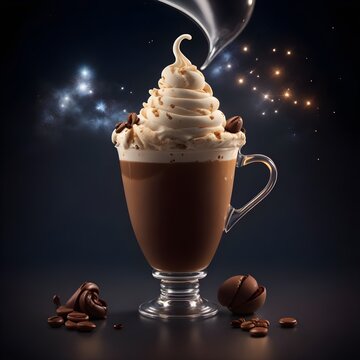 coffie cup with creative ice cream night