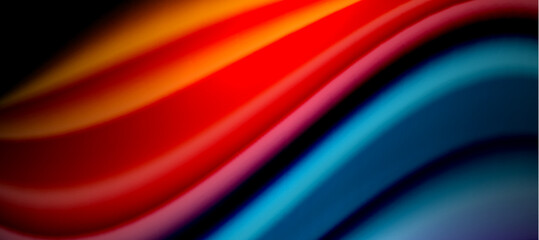 Naklejka premium Rainbow color wave lines on black. Techno or business abstract background for posters, covers, banners, brochures, websites