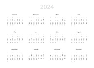 Simple blok calendar template Mon - obrazy, fototapety, plakaty