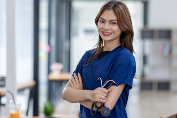 Young Asian nurse or Female medical assistant in clinic