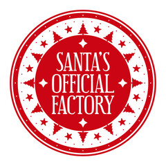 Santa's official factory.  Xmas stamp design. Template for christmas handmade gifts. Vector illustration.
