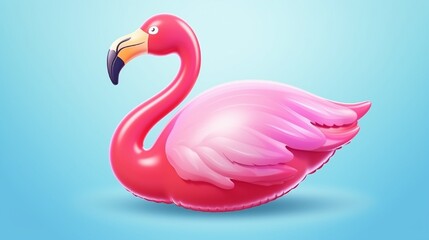 Inflatable toy. Flamingo 3d realistic vector object. Summer icon