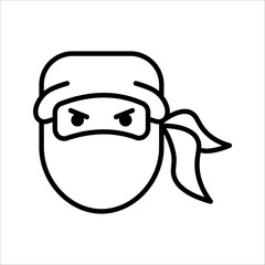 Ninja warrior icon. Simple black serious ninja head icon. vector illustration on white background