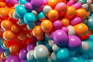 Fototapeta na wymiar Colorful 3D balloons form a vibrant abstract backdrop. Generative AI