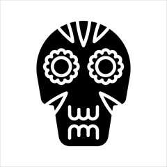 Mexican sugar skull, Dia de los Muertos icon vector illustration on white background