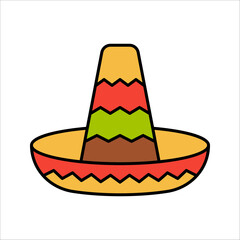 Vector design of sombrero and hat icon. Graphic of sombrero and mexico vector illustration on white background