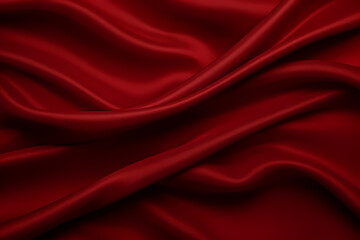 Abstract red background. Red fabric texture background. Red silk satin. Curtain. Luxury background for design. Shiny fabric. Wavy folds.  - obrazy, fototapety, plakaty