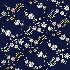 small vector paisley design on navy background