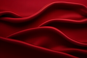 Obraz premium Abstract red background. Red fabric texture background. Red silk satin. Curtain. Luxury background for design. Shiny fabric. Wavy folds. 