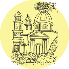 heritage vintage building handdrawing illustration vector 