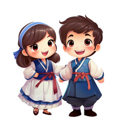 traditional,couple,cute little boy and girl,girl,boy,Korean Traditional costumbed boy and girl,Koreanboy and girl,child, boy, cartoon, people, children, kids, kid, drawing, woman, smile, girls, vector